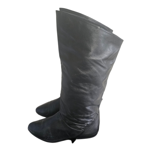 Vintage Mister Shoes Genuine Leather Black Pull On Mid Calf Boots 8M - Picture 5 of 9